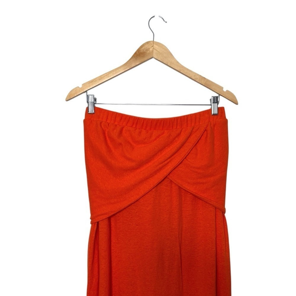 Free People Beach Orange Hemp Strapless Bandeau Tie Midi Swim Cover Up Dress L - Picture 8 of 11